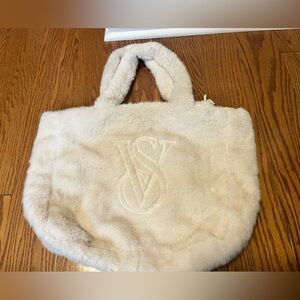 Faux Fur Tote Bag with Embroidered Logo